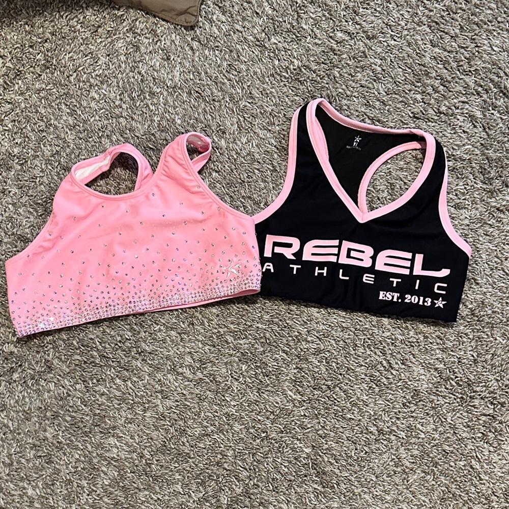 Rebel Athletic Pink and Black Kids Sportabras